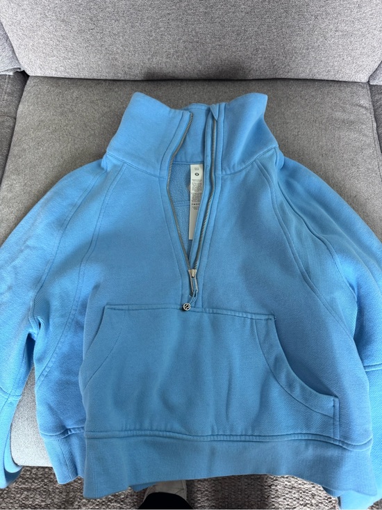 lululemon athletica Tops - Lululemon Light Blue Half-Zip Fleece Pullover, XS/S, slightly cropped.